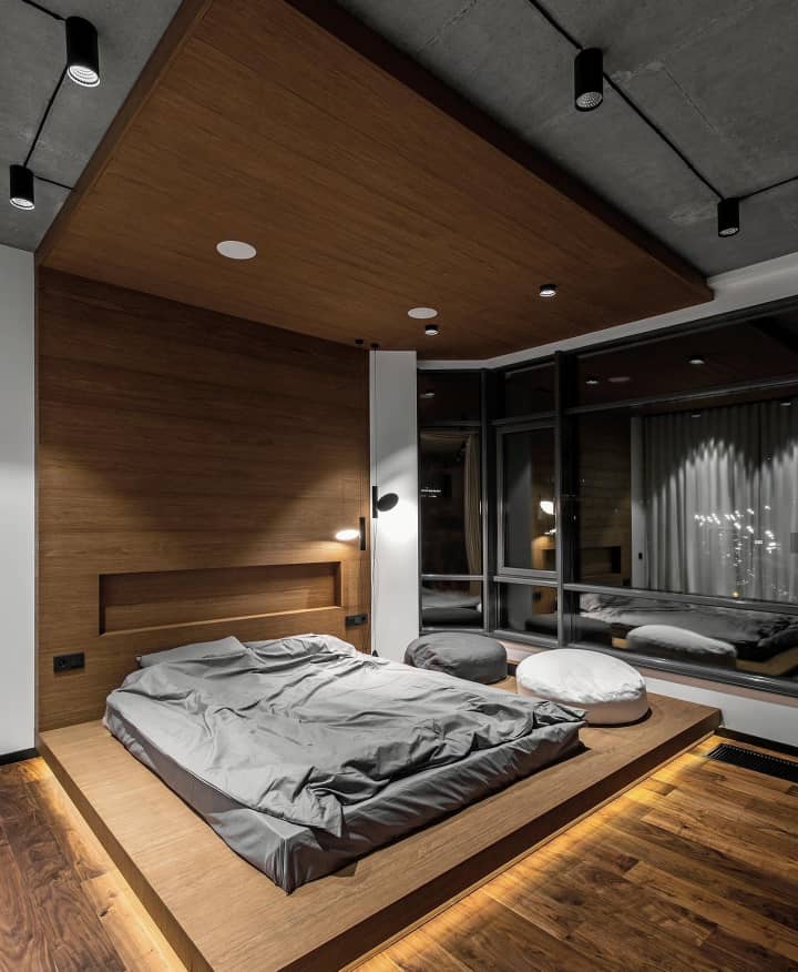 طراحی اتاق خواب با دو سطح موازی